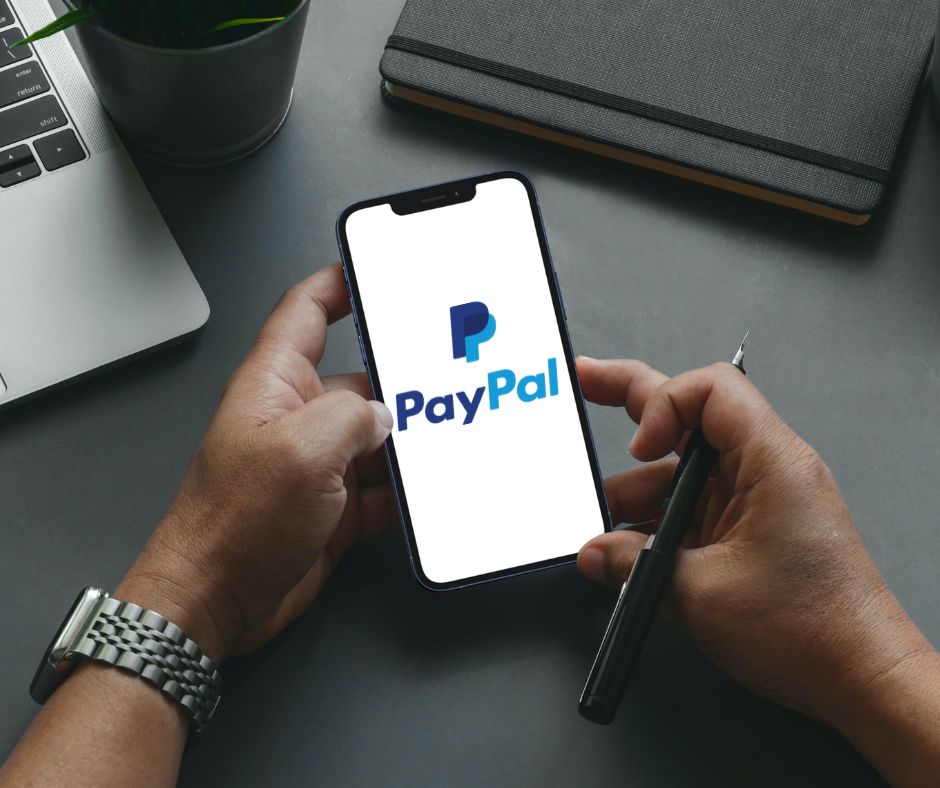 Phone Screen with Paypal logo on screen